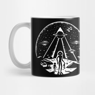 Ancient Egyptian UFO Aliens Retro Illustration Mug